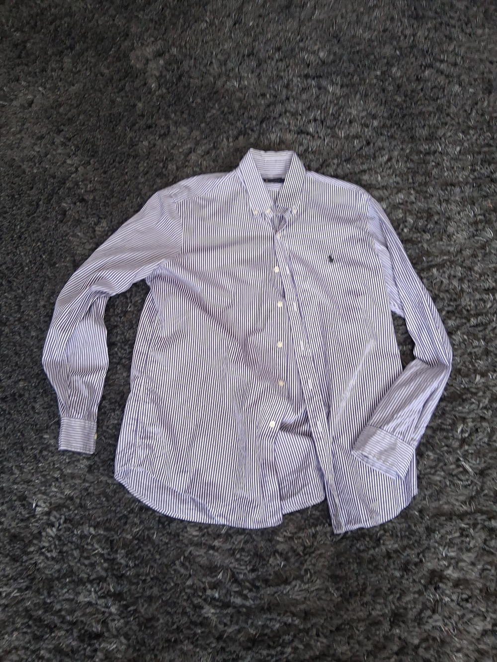 Ralph Lauren Navy and White Pinstripe Button-Down Dress Shirt